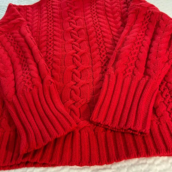 Lauren Ralph Lauren Funnel Neck Cable Knit Sweater plus size 2X Red - Picture 4 of 9